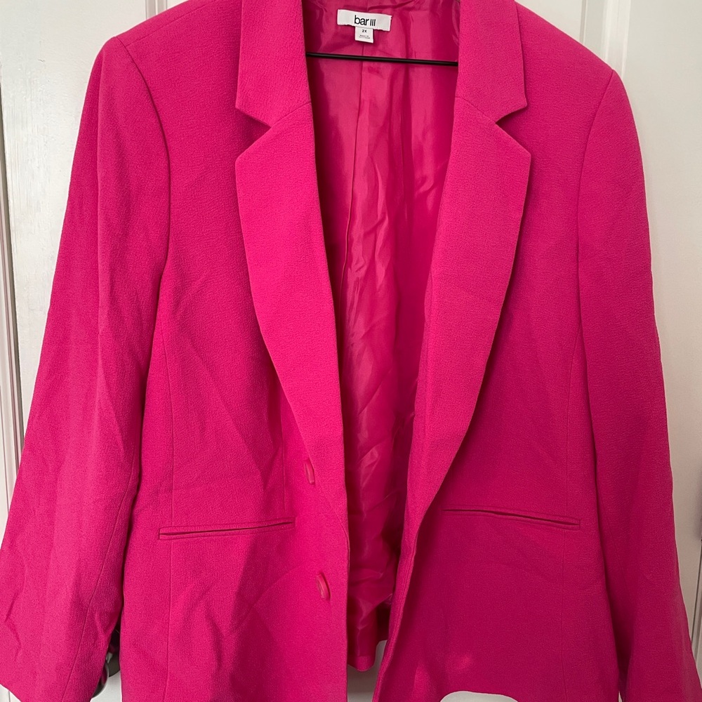 Bar III Women's Vibrant Pink Suit Jacket